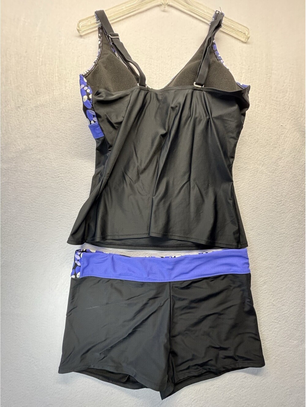 Women’s Tankini Swimsuit Set Black Purple Blue Polka Dot Swim Dress Shorts XL - Picture 9 of 10